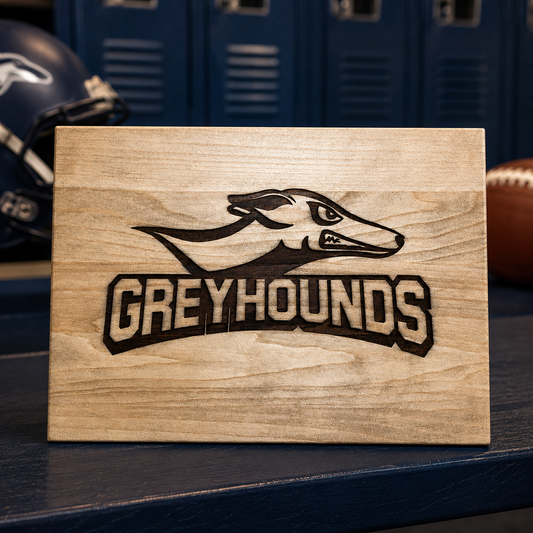Personalized college dorm sign with custom school-themed engraving
