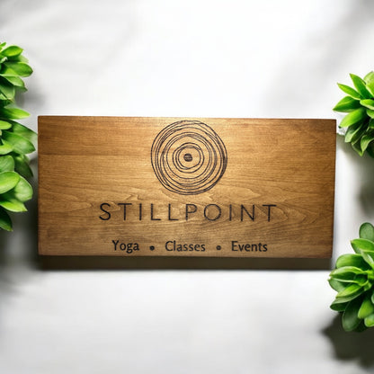 custom business logo sign engraved on real wood