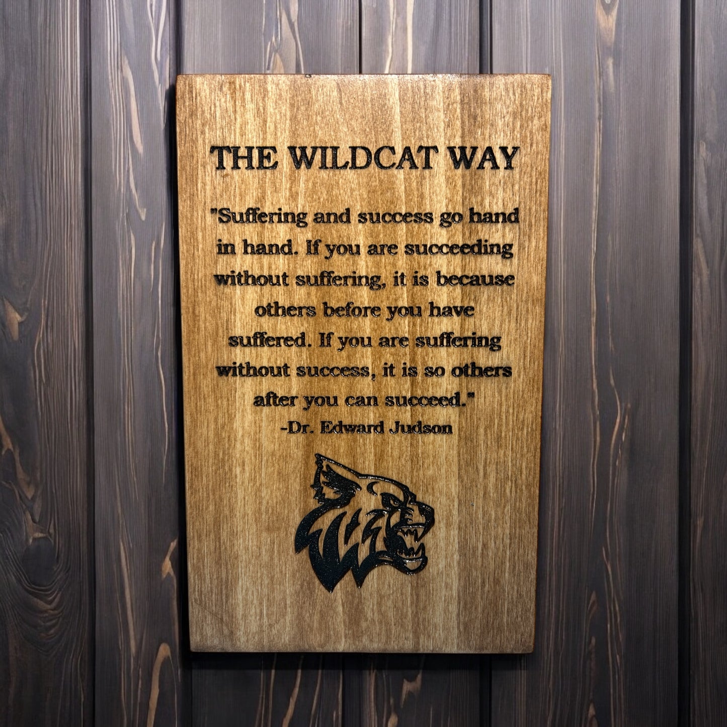 custom school values plaque engraved on wood