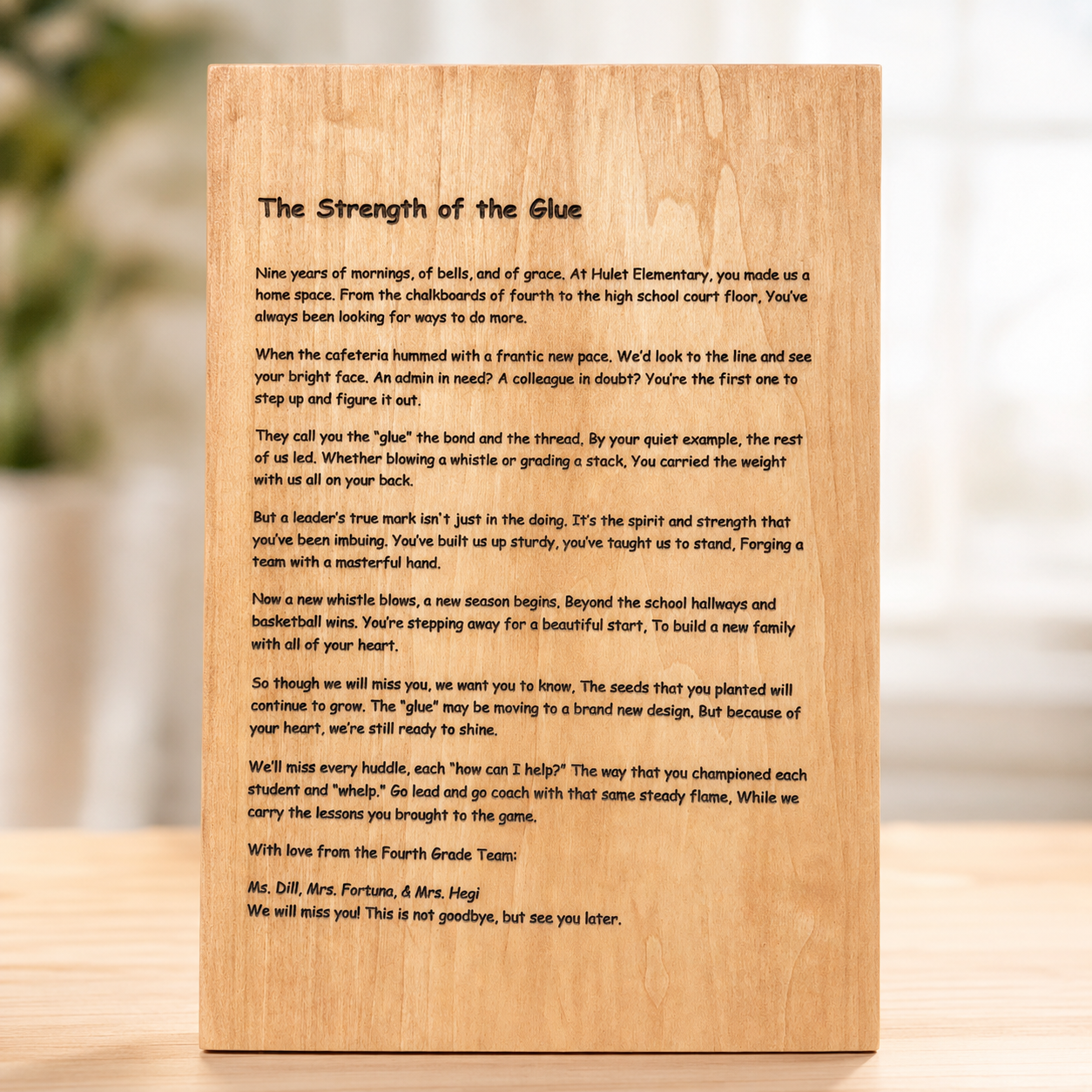 personalized retirement plaque with custom message