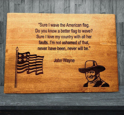 Custom laser-engraved American flag wood sign for patriots