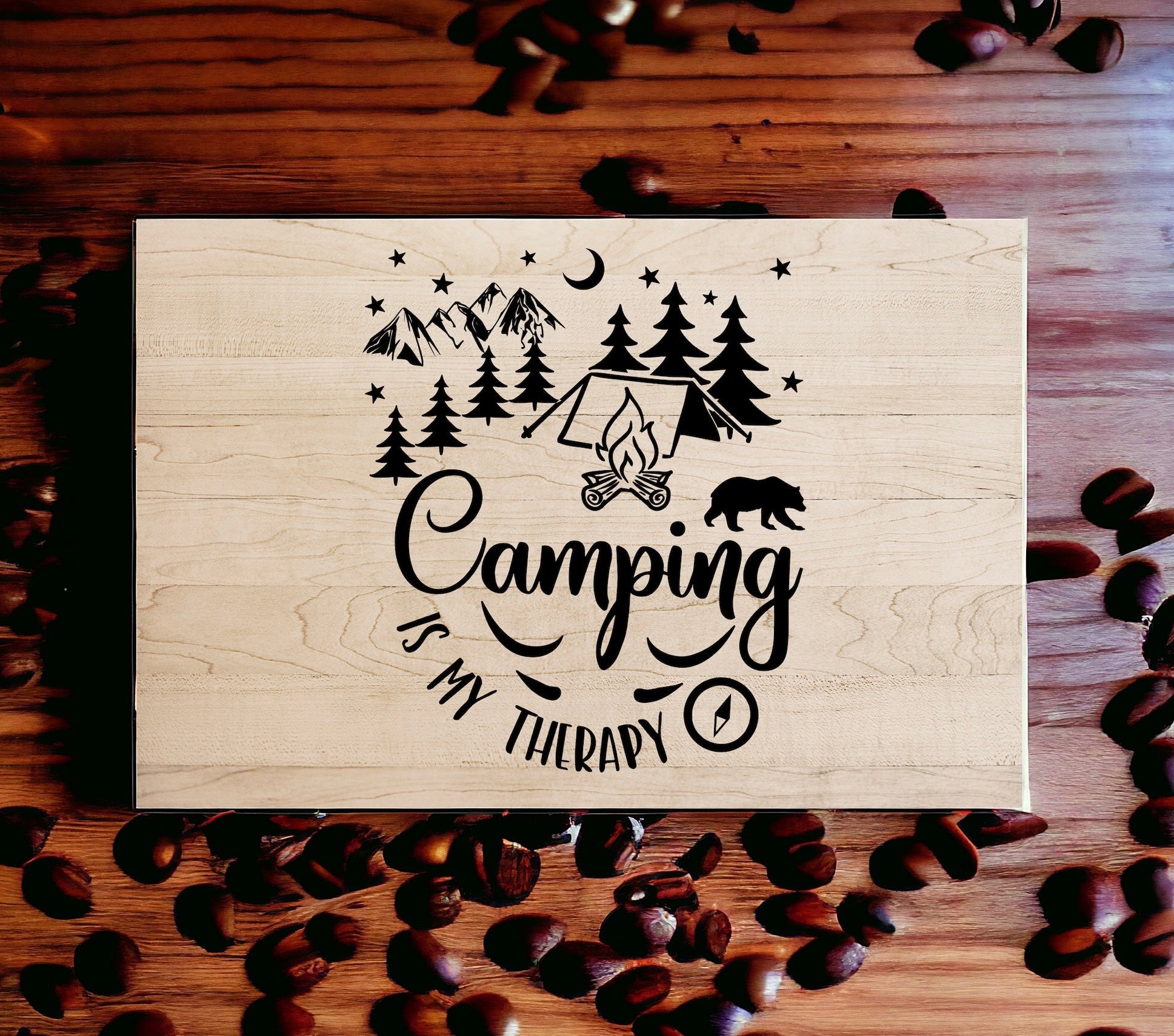 "Camping Is My Therapy" Custom Sign Signs Weaver Custom Engravings   