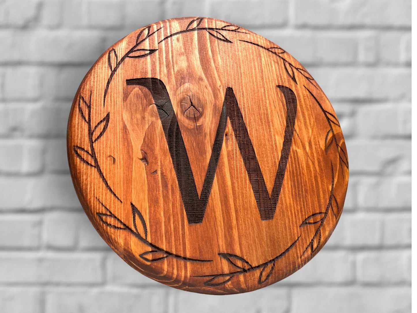 Circle Rustic Last Name Letter Sign round signs Weaver Custom Engravings   