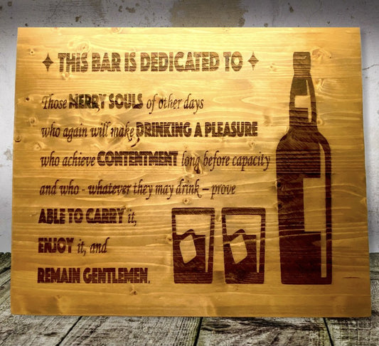 "In This Bar" personalized wood sign for unique bar decor.