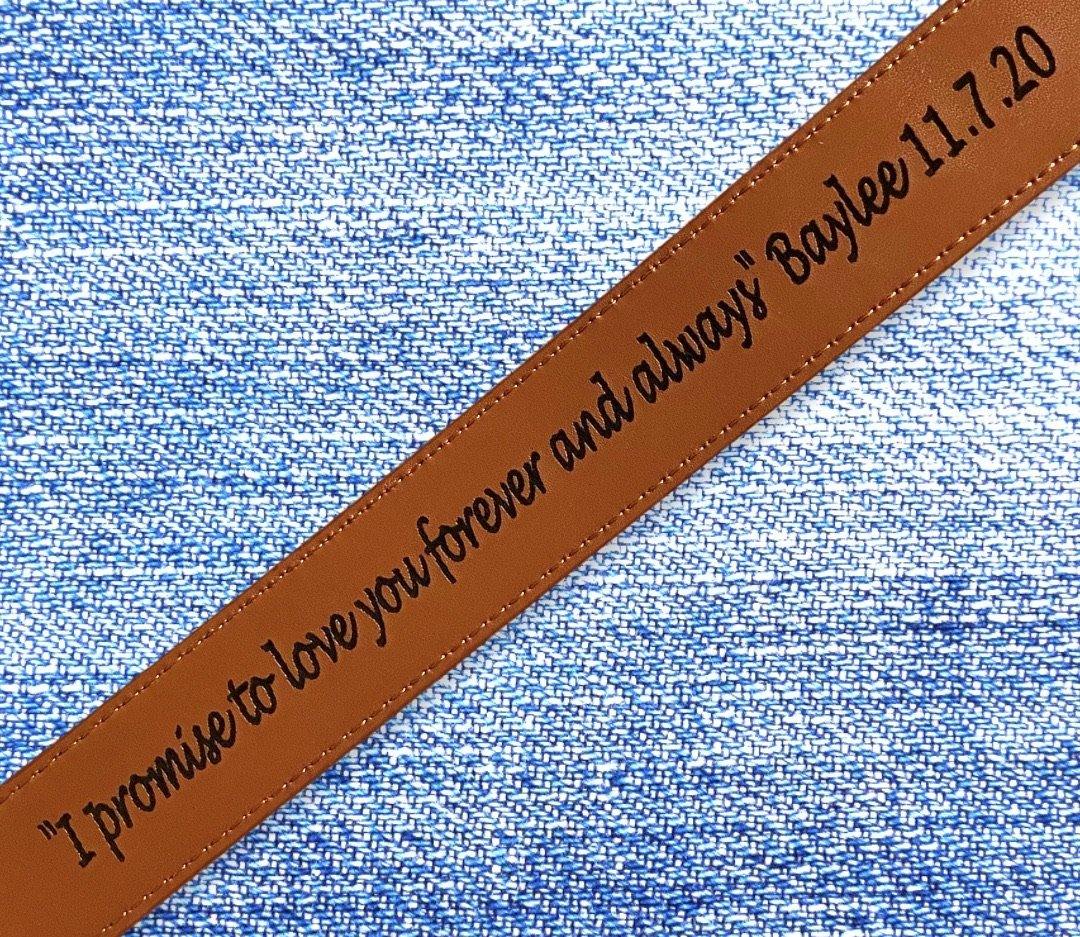 Leather Belt With Message Inside  Weaver Custom Engravings Waist 28”  