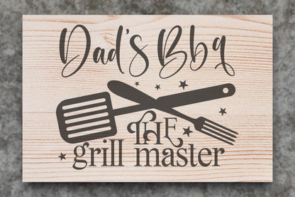 "Dad's BBQ - The Grill Master" Custom Wood sign Signs Weaver Custom Engravings   
