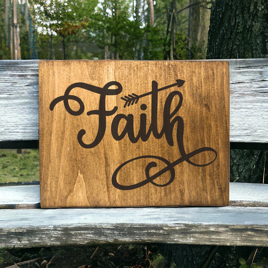 "Faith" Custom Wood Sign Signs Weaver Custom Engravings   