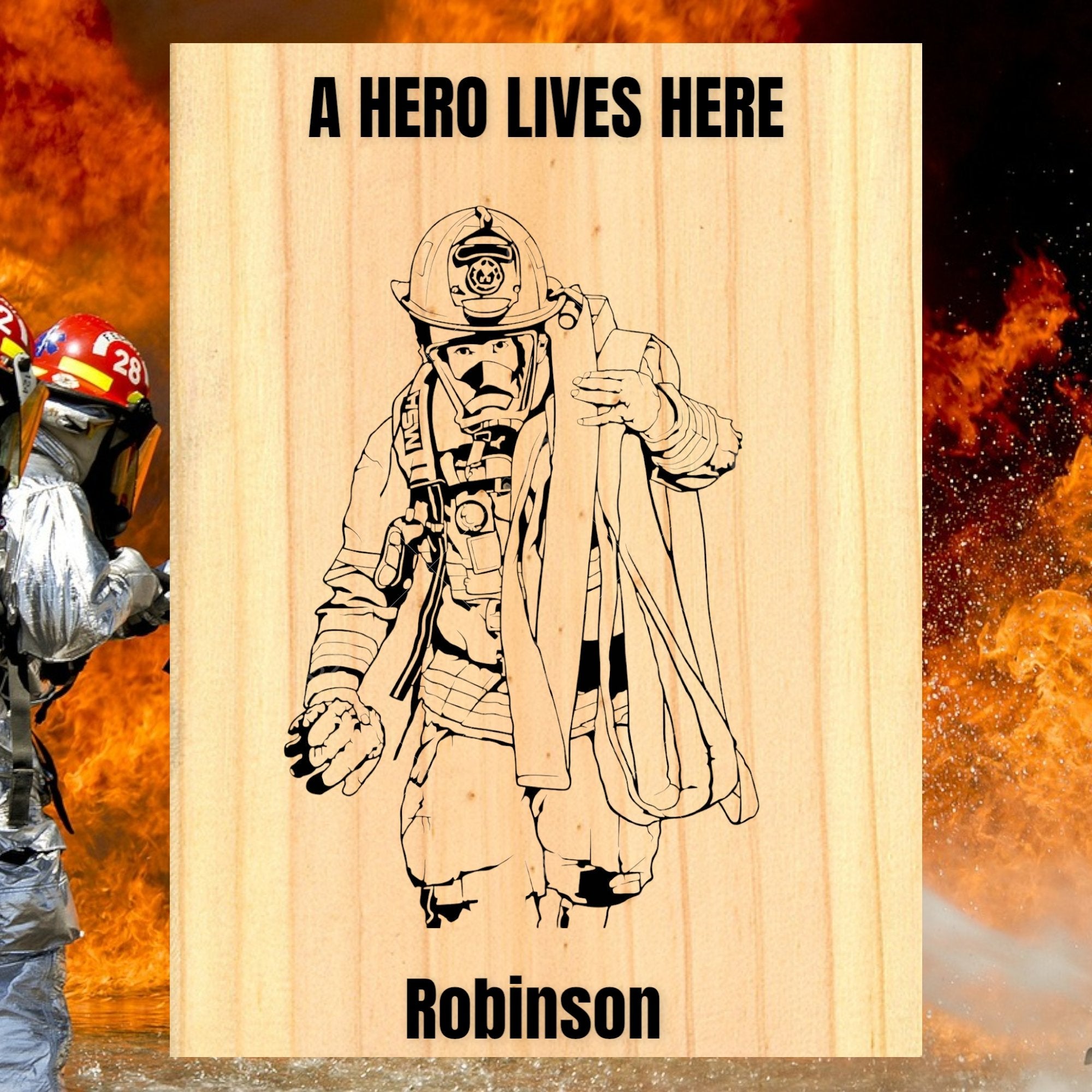 Fireman Hero Sign | Custom Wood Signs Personalized For You – Weaver ...