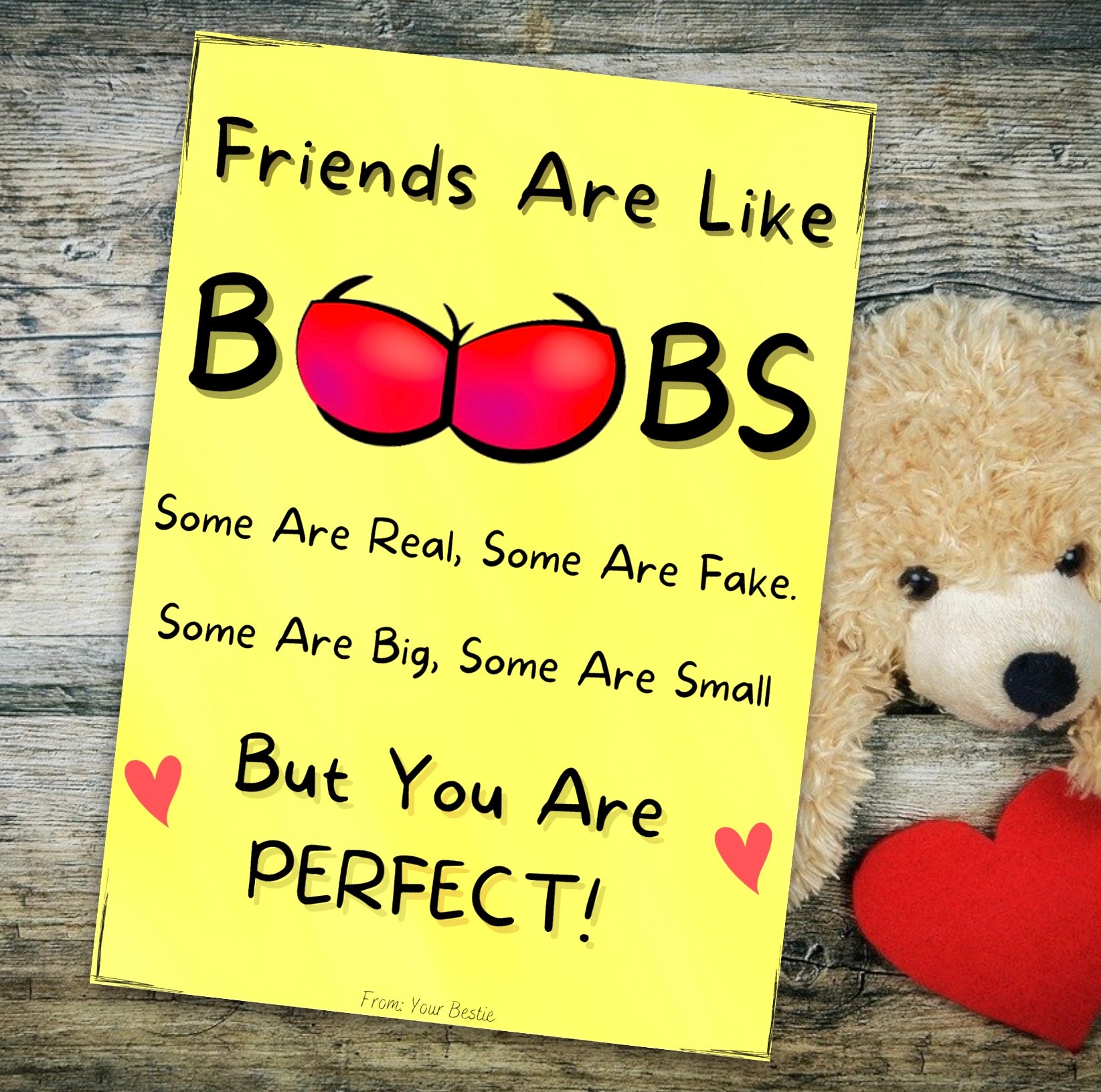 “Friends Are Like Boobs” Card Template (Digital Download)  Weaver Custom Engravings Digital Downloads   