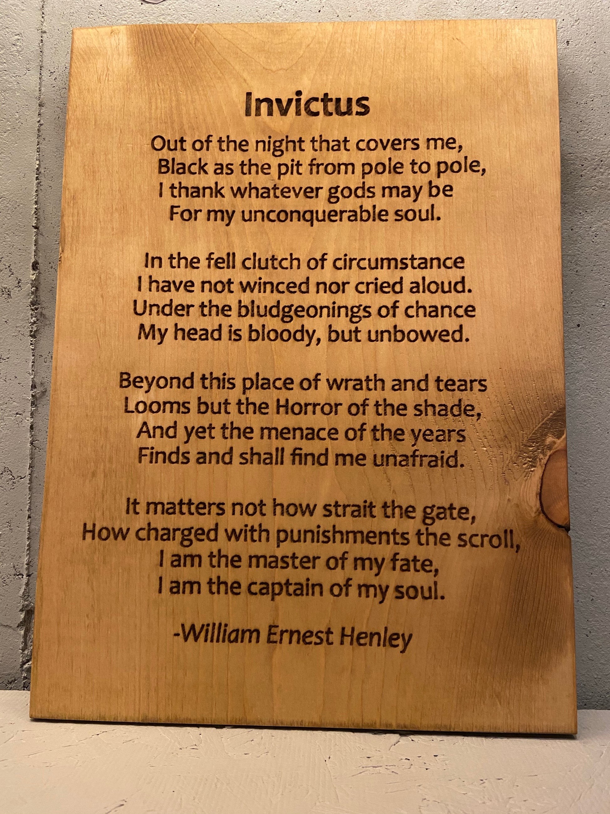 Engraved natural wood sign featuring your favorite poetry.