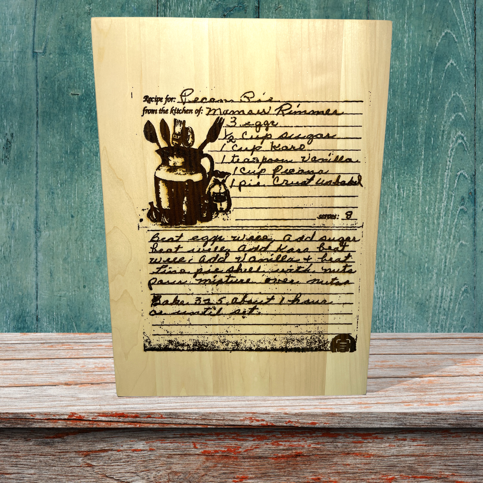 Hand Written Old Recipe Laser Engraved | Custom Wood Gifts – Weaver ...