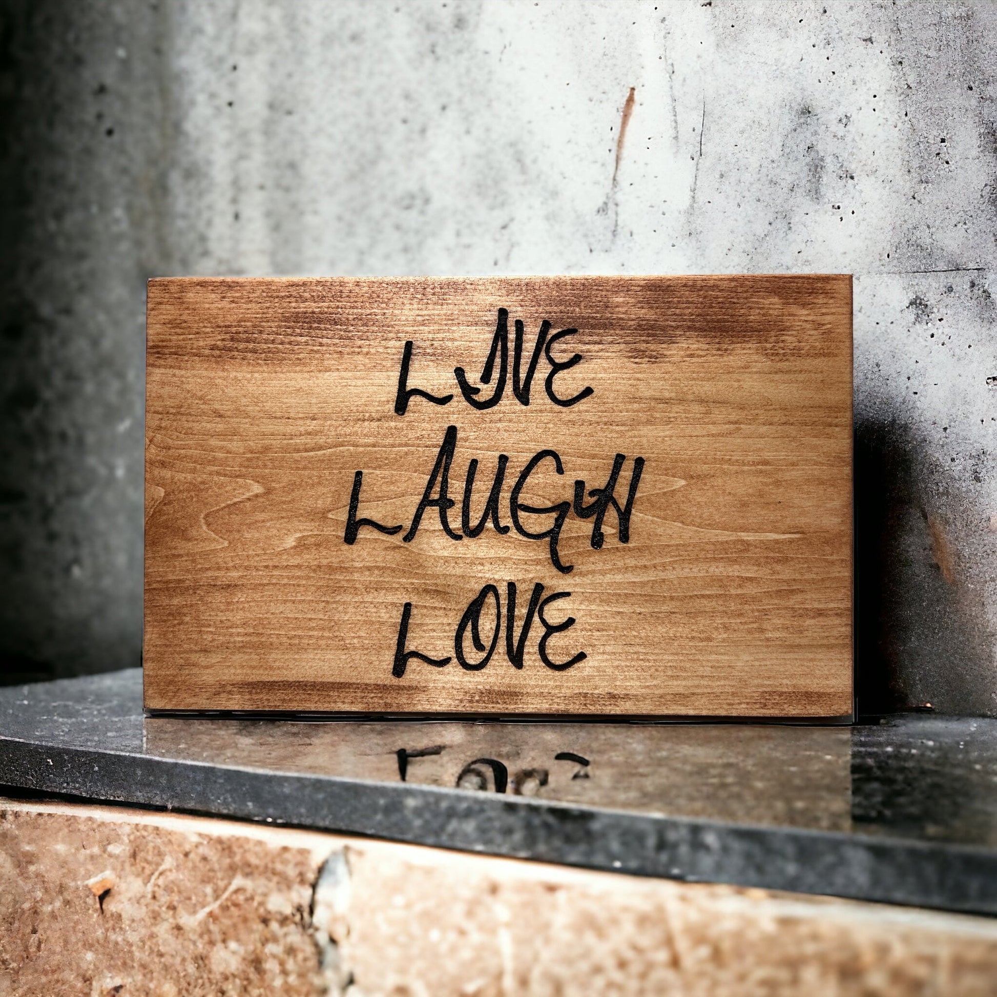 “Live Laugh Love" Custom Wood Sign Signs Weaver Custom Engravings   
