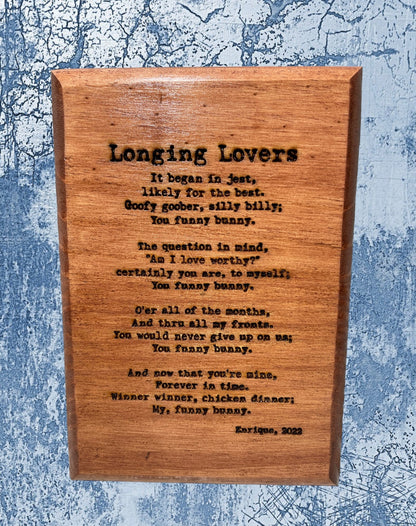 "Longing Lovers" Custom Sign Signs Weaver Custom Engravings   