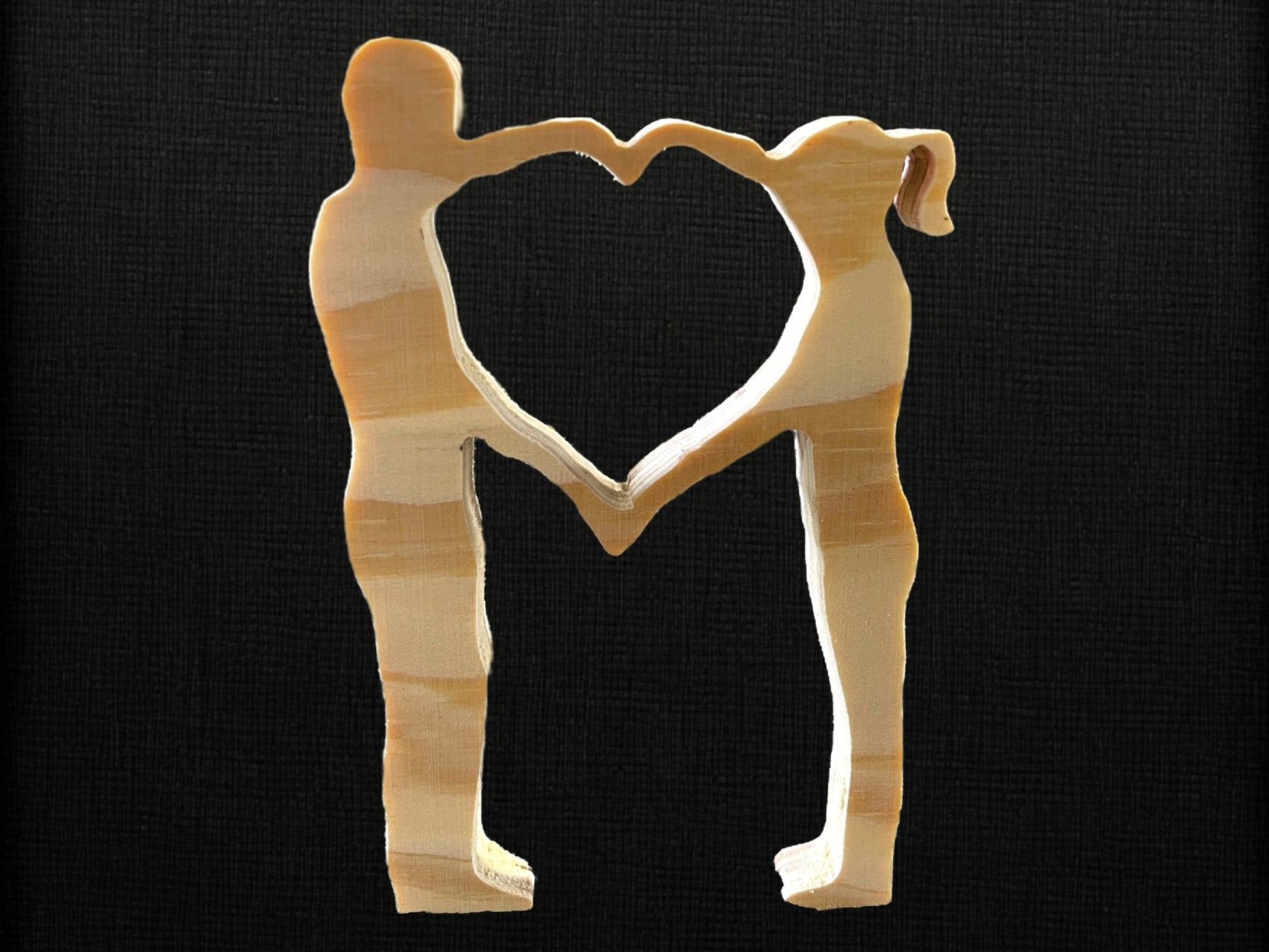 Man & Woman Holding Hands In Heart Shape Wood Cut Out Wood Decor Weaver Custom Engravings   