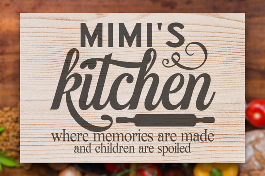 "Mimi's Kitchen" Custom Wood Sign Signs Weaver Custom Engravings   