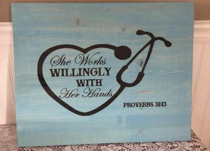 Nurse Custom Sign - Bible Verse Wood Sign Signs Weaver Custom Engravings Default Title  