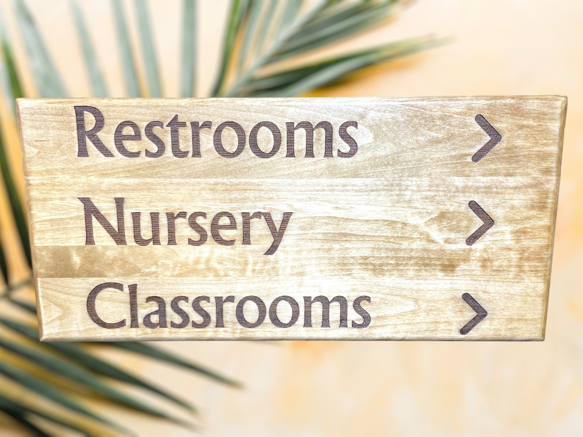 "Restrooms Nursery Classroom" Sign Signs Weaver Custom Engravings   