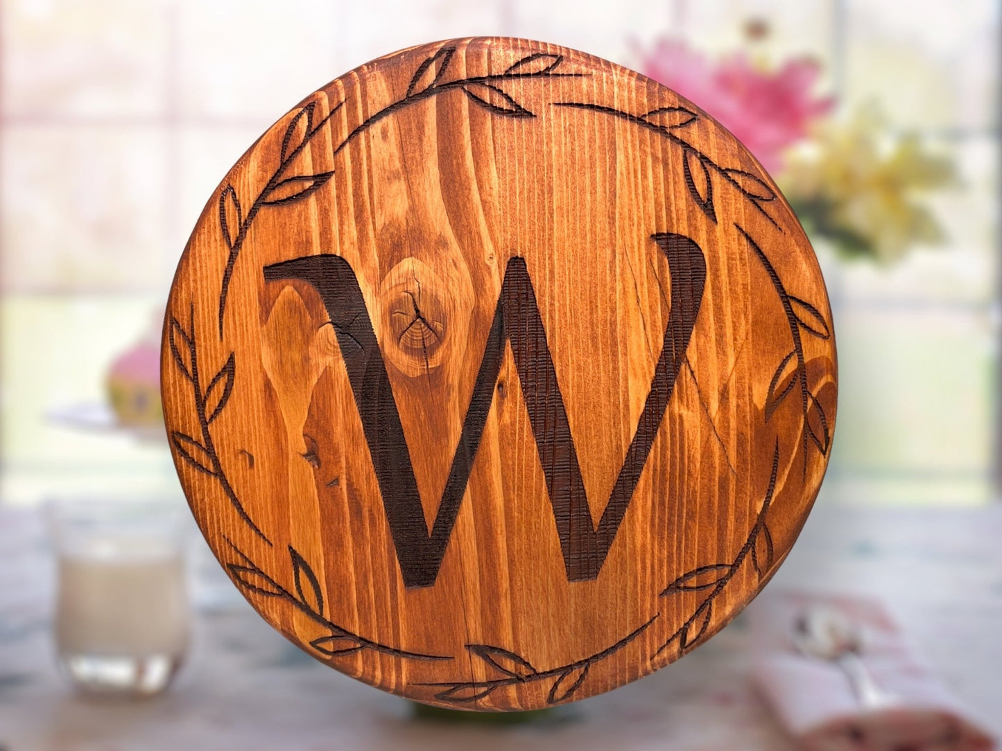 Round "Last Name Letter" Sign round signs Weaver Custom Engravings   
