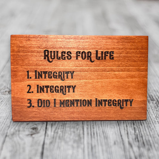 "Rules For Life" Wood Custom Sign Signs Weaver Custom Engravings   