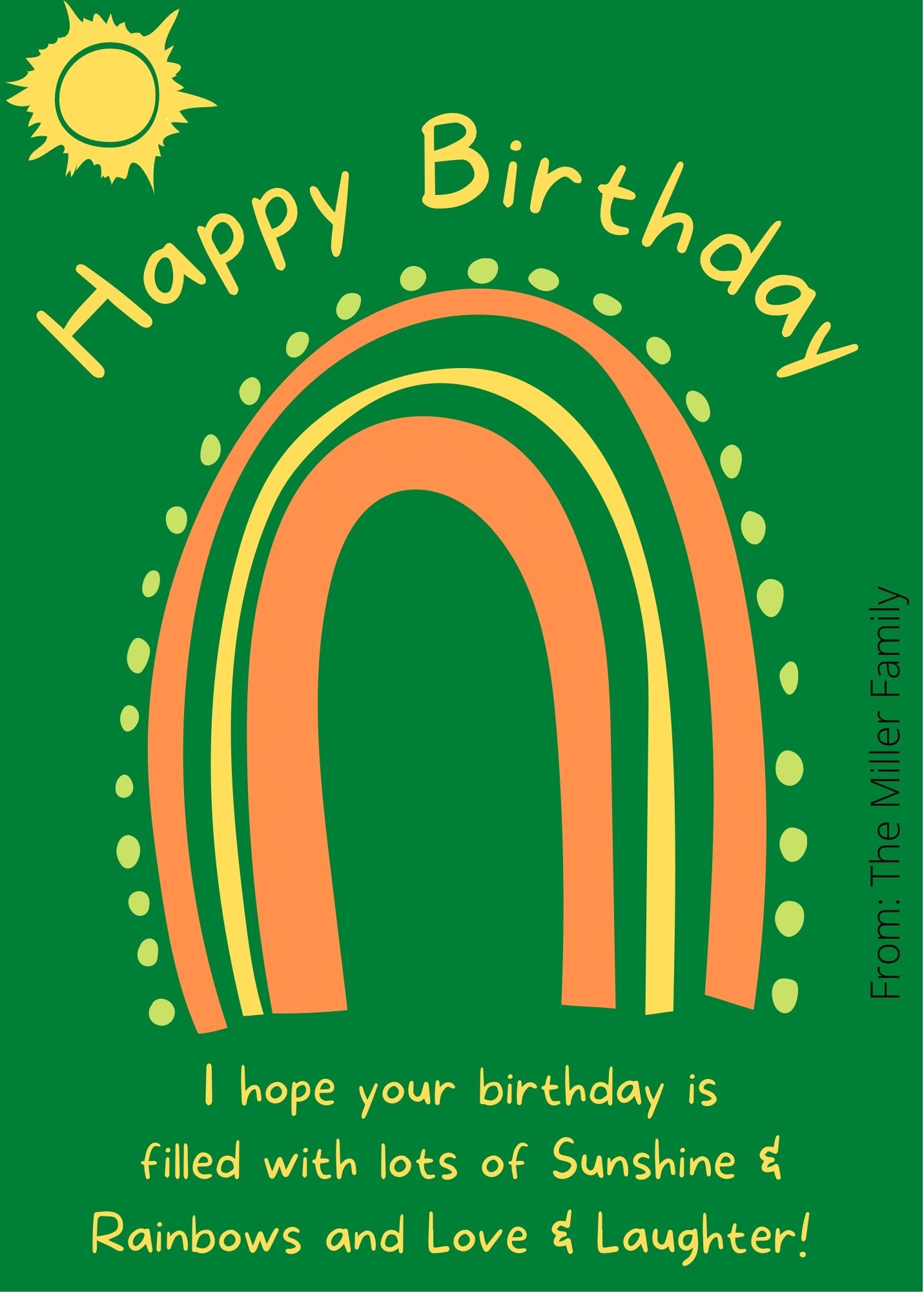 “Sunshine & Rainbows” Happy Birthday Card Template (Digital Download) Digital Artwork Weaver Custom Engravings Digital Downloads   