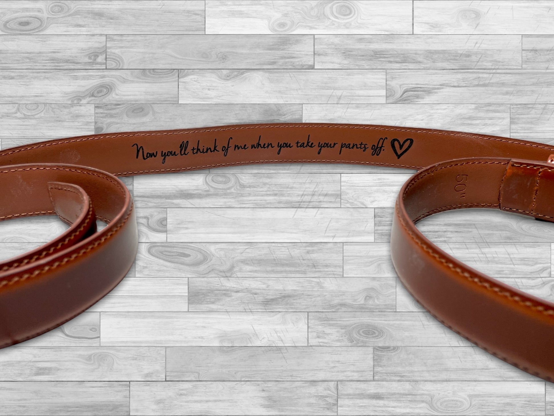 Leather Belt with Engraved Buckle
