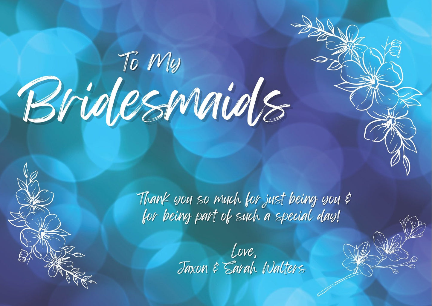 Thank You Bridesmaids Card Template (Digital Download) Digital Artwork Weaver Custom Engravings Digital Downloads   