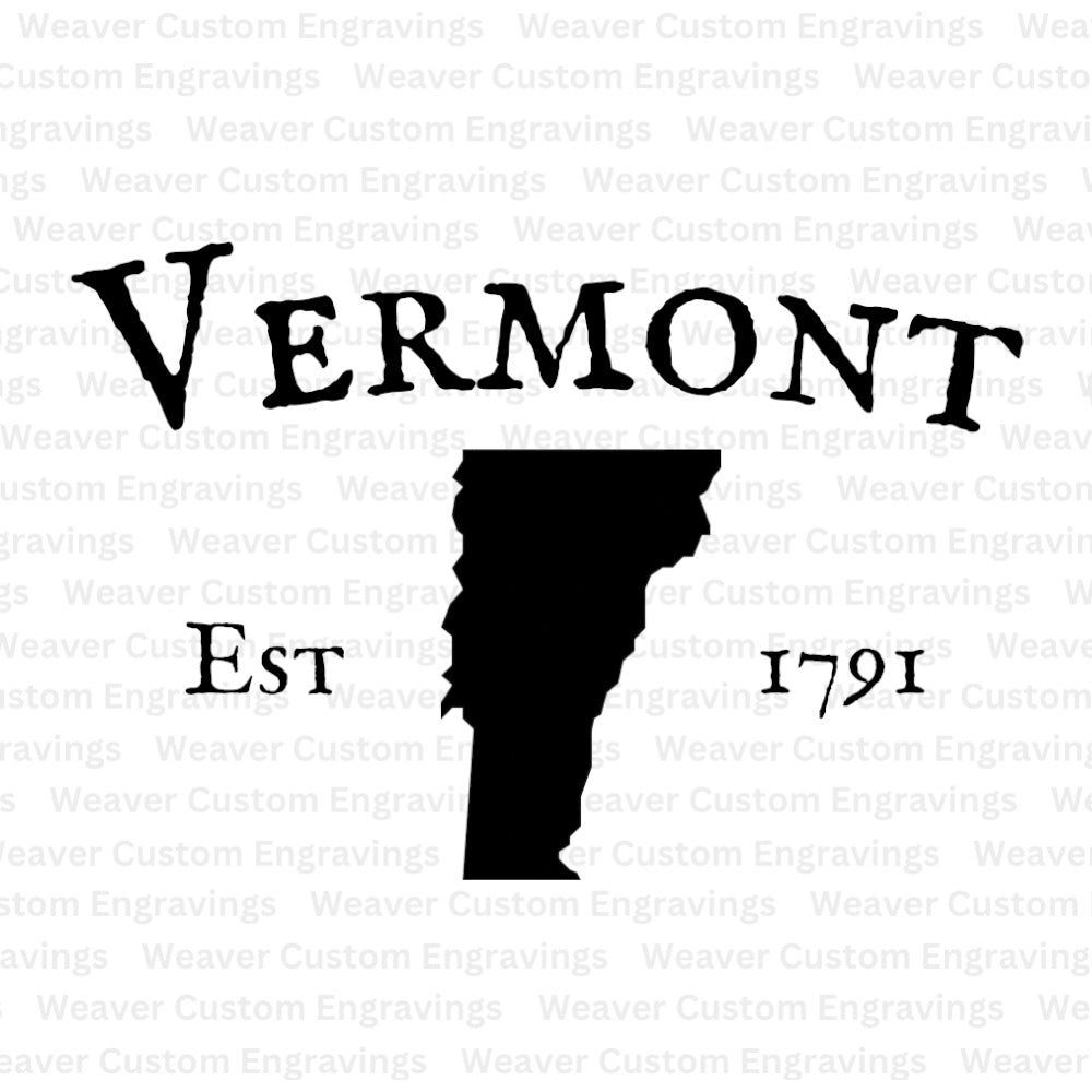 Vermont Silhouette Established Date 1791 (Digital Download) Digital Artwork Weaver Custom Engravings Digital Downloads   