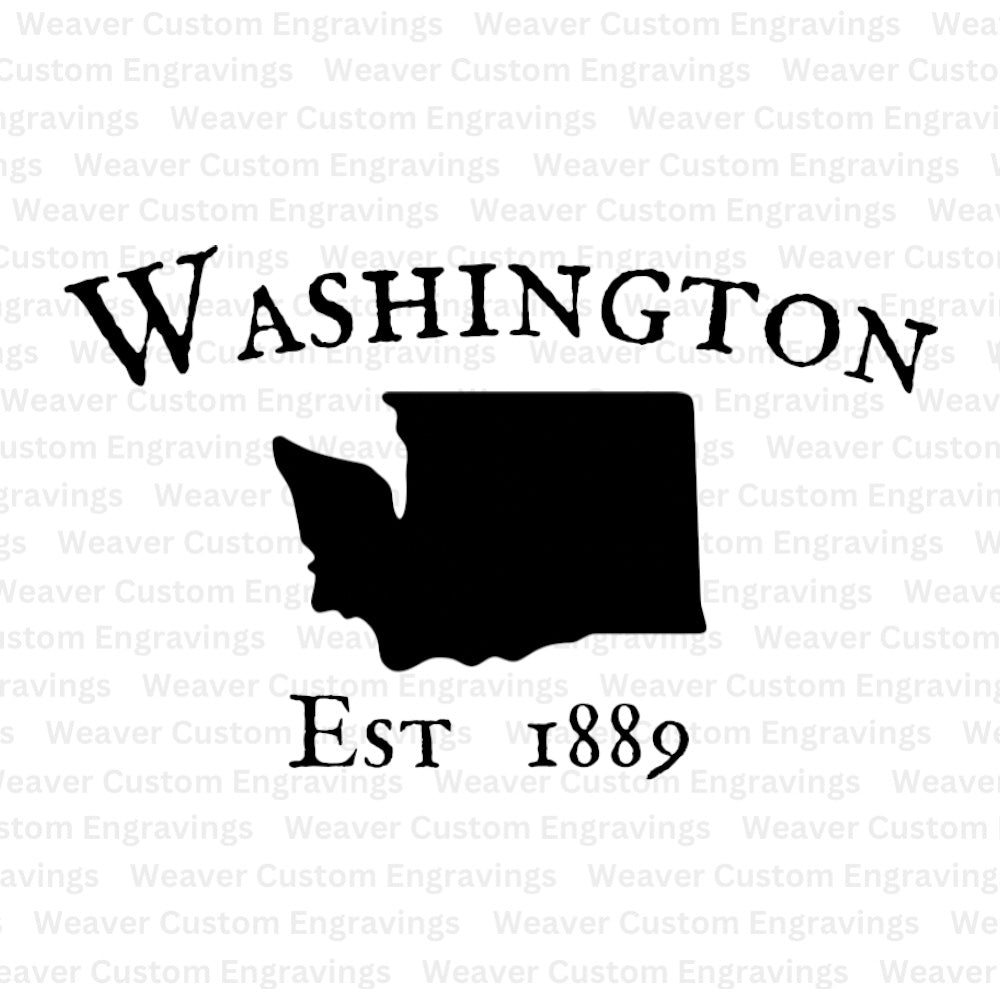 Washington Silhouette Established in 1889 (Digital Download) Digital Artwork Weaver Custom Engravings Digital Downloads   