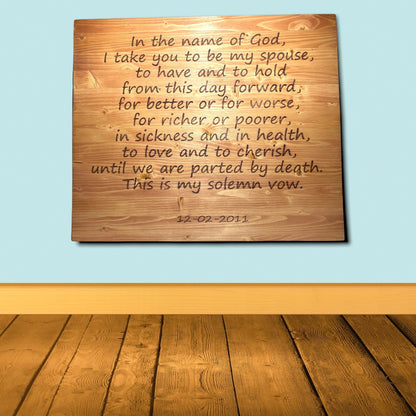 Wedding Vows Sign Signs Weaver Custom Engravings   