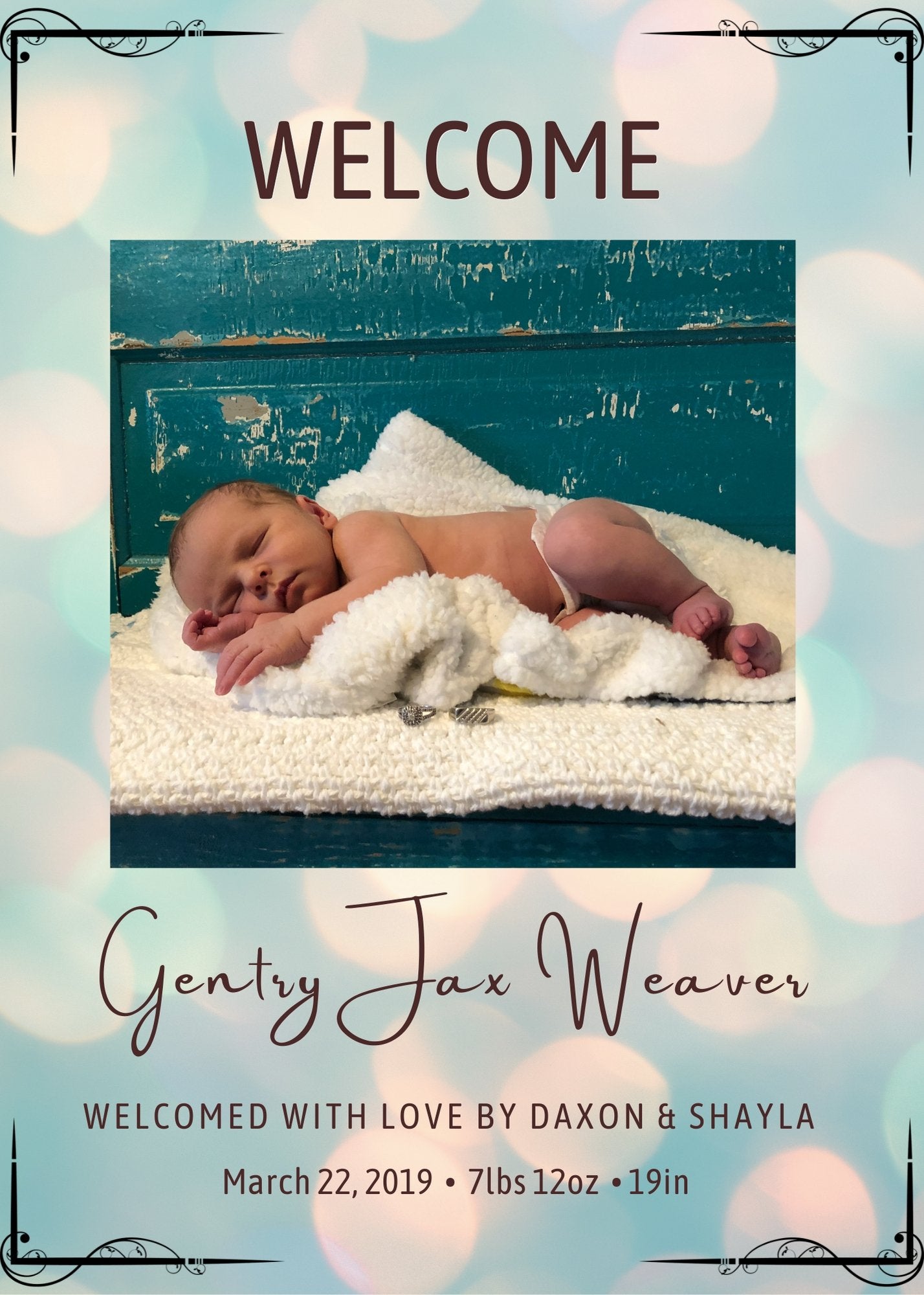 Welcome Baby Birth Announcement Template (Digital Download) card Weaver Custom Engravings Digital Downloads   