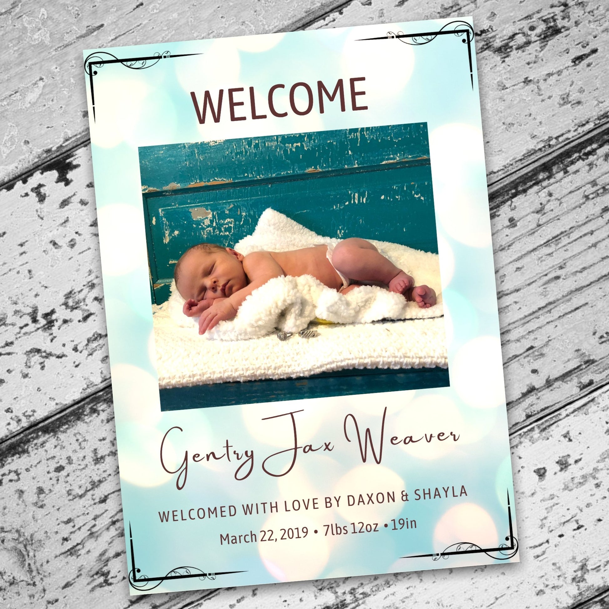 Welcome Baby Birth Announcement Template (Digital Download) card Weaver Custom Engravings Digital Downloads   