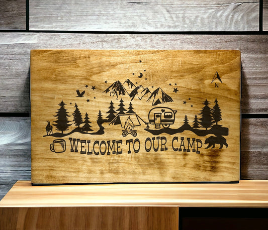"Welcome To Our Camp" Custom Wood Sign Signs Weaver Custom Engravings   